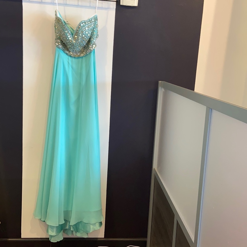 Aqua Tony Bowls Formal Dress